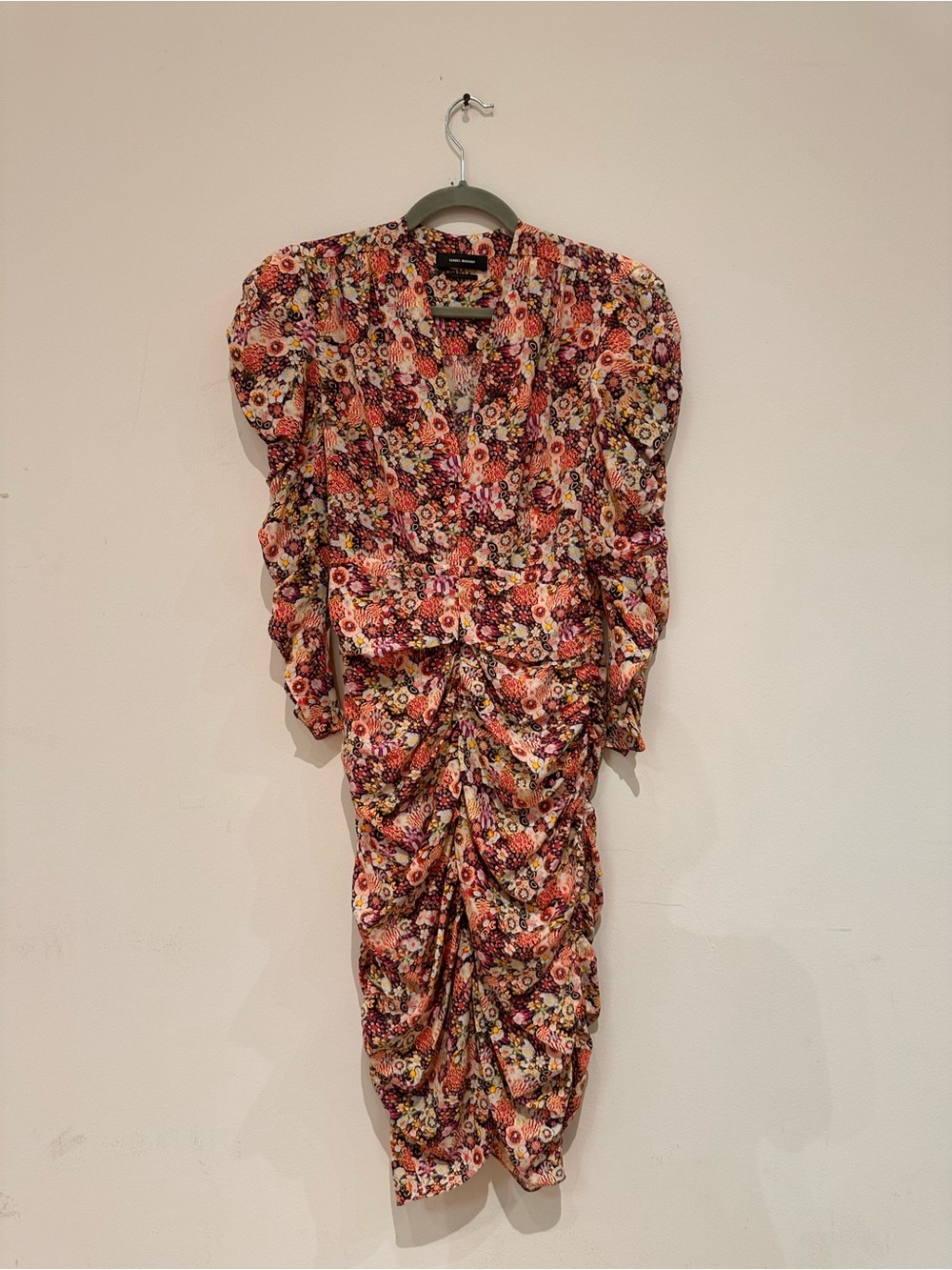 Isabel Marant Floral Ruched Midi Dress - Pink Multi